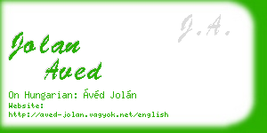 jolan aved business card
